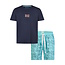 Phil & Co Phil & Co Heren Shortama Korte Pyjama Set Blauw Gebloemd