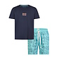 Phil & Co Phil & Co Heren Shortama Korte Pyjama Set Blauw Gebloemd