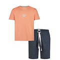 Phil & Co Phil & Co Heren Shortama Korte Pyjama Set Oranje/Donkerblauw Gemêleerd