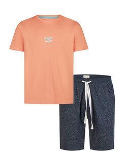Phil & Co Heren Shortama Korte Pyjama Set Oranje/Donkerblauw Gemêleerd