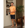 Phil & Co Phil & Co Heren Shortama Korte Pyjama Set Oranje/Donkerblauw Gemêleerd