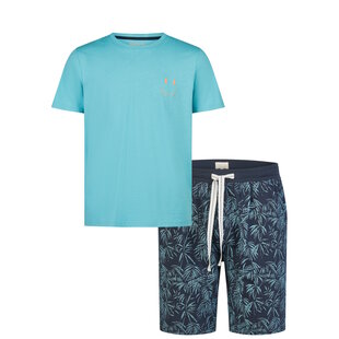 Phil & Co Men's Short Pants Short Pajama Set Light Blue/Dark Blue Floral