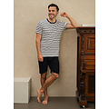 Phil & Co Phil & Co Men's Short Pajama Short Pajama Set Cream/Dark Blue Striped
