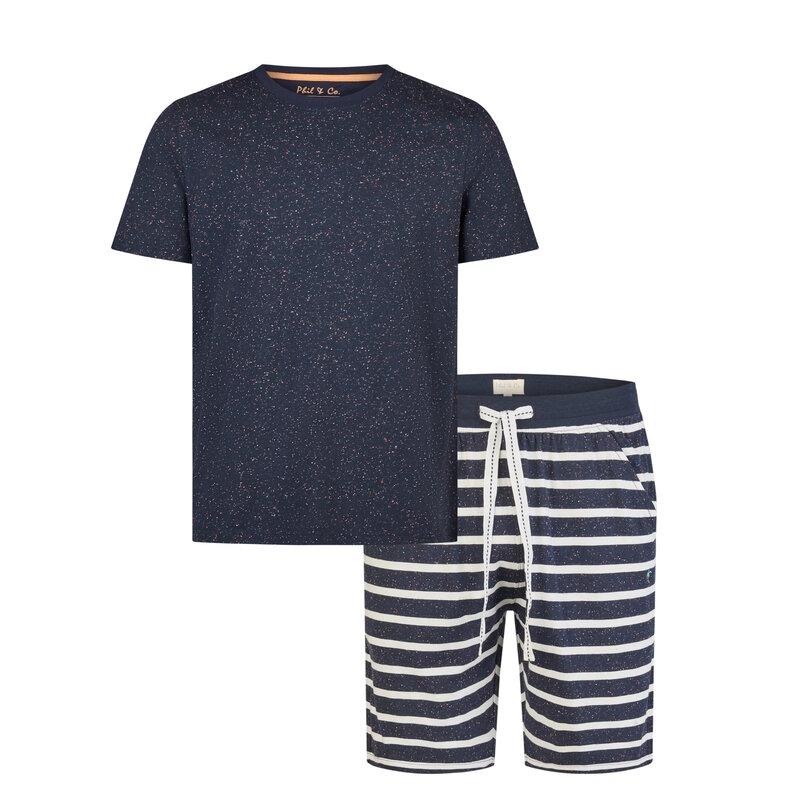 Phil & Co Phil & Co Men's Short Pajama Short Pajama Set Blue Mixed/Striped