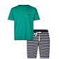 Phil & Co Phil & Co Heren Shortama Korte Pyjama Set Groen/Donkerblauw Gestreept