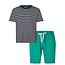 Phil & Co Phil & Co Heren Shortama Korte Pyjama Set Donkerblauw/Groen Gestreept