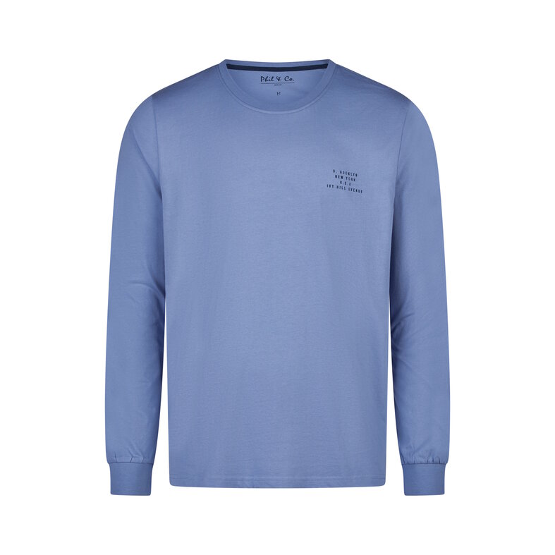Phil & Co Phil & Co Heren Pyjamashirt Lange Mouw Blauw