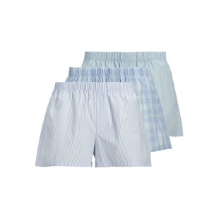 Jack & Jones Men's Wide Boxer Shorts Woven Cotton JACMILANO 3-Pack Light Blue