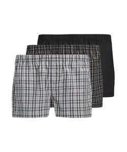 Jack & Jones Heren Wijde Boxershorts Geweven Katoen JACMILANO 3-Pack Grijs/Zwart