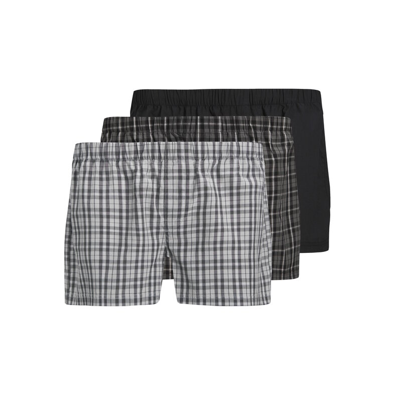 Jack & Jones Jack & Jones Heren Wijde Boxershorts Geweven Katoen JACMILANO 3-Pack Grijs/Zwart