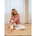 By Louise By Louise Dames Pyjama Set Lang Driekwart Mouw  Oudroze/Wit Gebloemd
