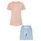 By Louise By Louise Dames Korte Pyjama Set Shortama Roze/Blauw Gestipt