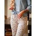 By Louise By Louise Dames Capri Pyjama Set Driekwart Broek Blauw/Soft Orange Gebloemd