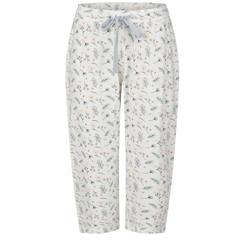 By Louise By Louise Dames Capri Pyjama Driekwart Oranje/Wit Gebloemd