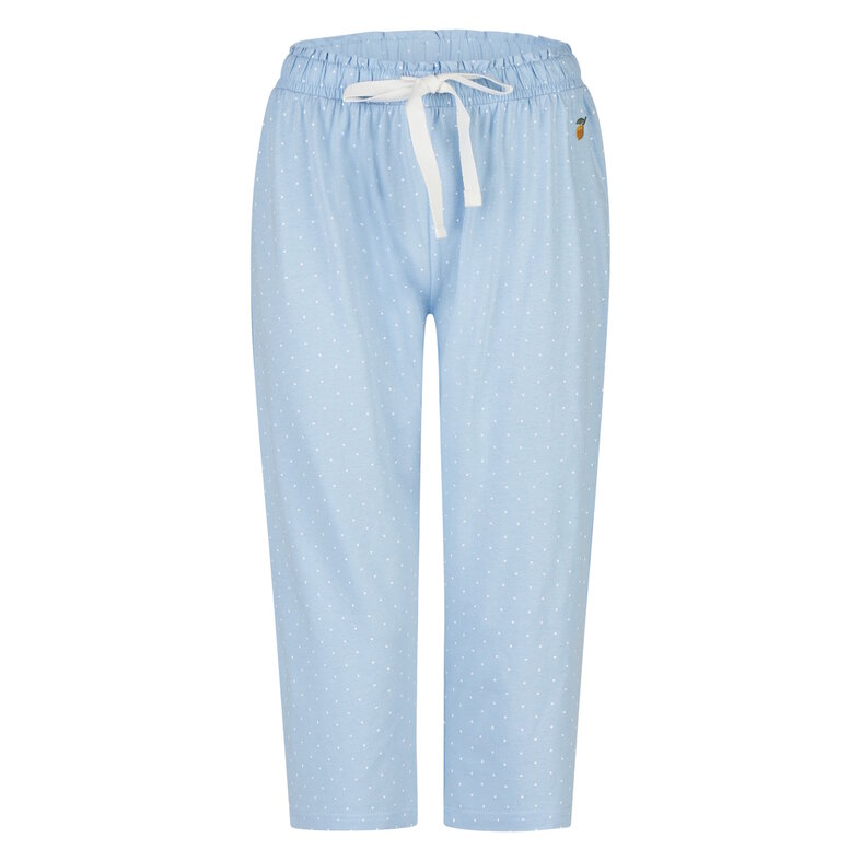 By Louise By Louise Dames Pyjama Set Lang Kapmouw Blauw Gestipt
