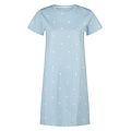 By Louise By Louise Dames Lang Nachthemd Korte Mouw Blauw Hartjes
