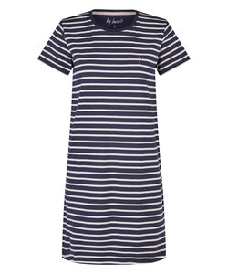 By Louise Ladies Long Nightshirt Short Sleeve Dark Blue/White Striped