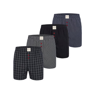 Phil & Co Heren Wijde Boxershorts Mulitpack 4-Pack Zwart