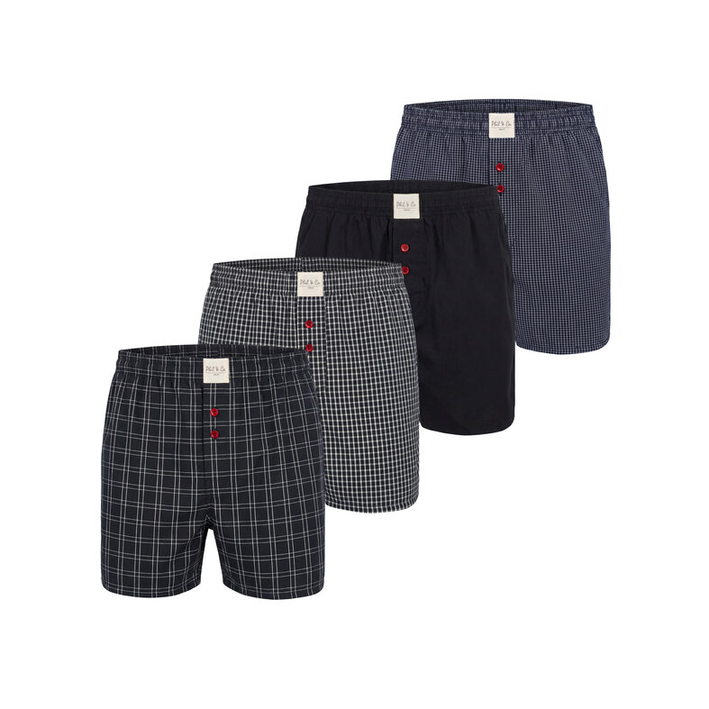 Phil & Co Phil & Co Men's Loose-Fit Boxer Shorts 4-Pack Black