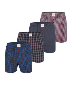 Phil & Co Heren Wijde Boxershorts Mulitpack 4-Pack Blauw