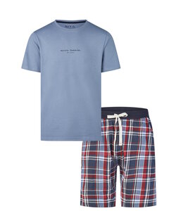 Phil & Co Men's Short Pants Short Pajama Set Blue/Red Checkered