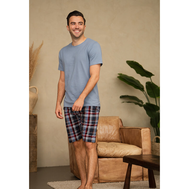 Phil & Co Phil & Co Men's Short Pants Short Pajama Set Blue/Red Checkered