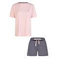 By Louise By Louise Dames Korte Pyjama Set Shortama Roze/Donkerblauw