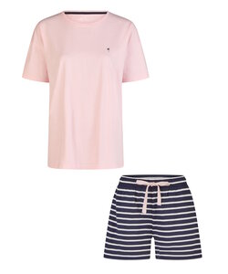 By Louise Ladies Short Pajama Set Shortama Pink/Dark Blue