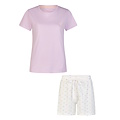 By Louise By Louise Ladies Short Pyjama Short Set Printed Purple/White Dotted