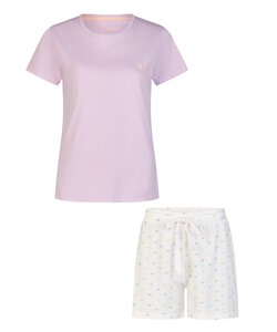 By Louise Ladies Short Pyjama Short Set Printed Purple/White Dotted
