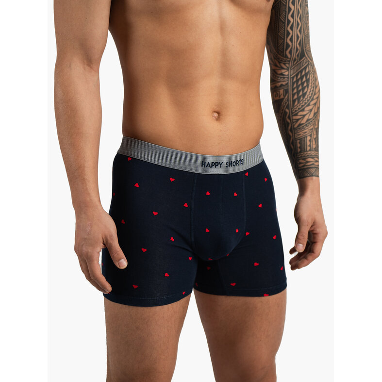 Happy Shorts Happy Shorts Heren Boxershort Hartjes 3-Pack Blauw