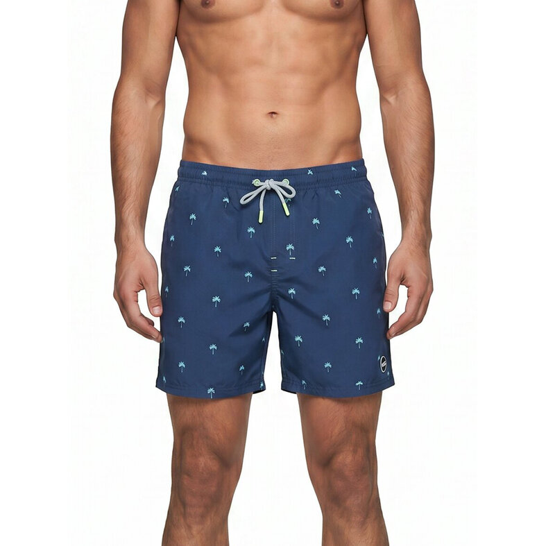 Happy Shorts Happy Shorts Heren Zwemshort Palmbomen Print Donkerblauw