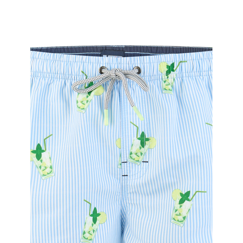 Happy Shorts Happy Shorts Heren Zwemshort Mojito Print/Lichtblauw Gestreept