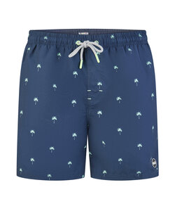 Happy Shorts Heren Zwemshort Palmbomen Print Donkerblauw