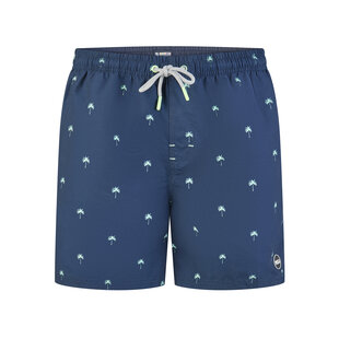 Happy Shorts Heren Zwemshort Palmbomen Print Donkerblauw