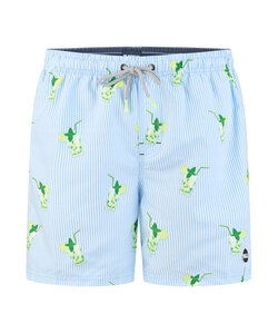 Happy Shorts Heren Zwemshort Mojito Print/Lichtblauw Gestreept