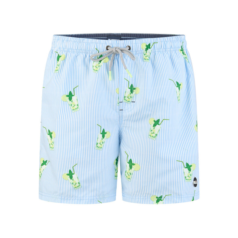 Happy Shorts Happy Shorts Heren Zwemshort Mojito Print/Lichtblauw Gestreept