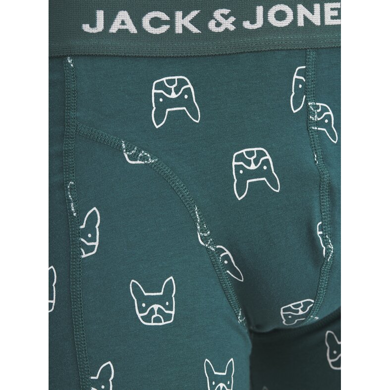 Jack & Jones Jack & Jones Heren Boxershorts Trunks JACDENIM Hond Print 3-Pack Groen/Donkerblauw
