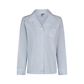 By Louise By Louise Ladies Pajama Set Short Pants Long-Sleeve Blouse Light Blue Striped Seersucker