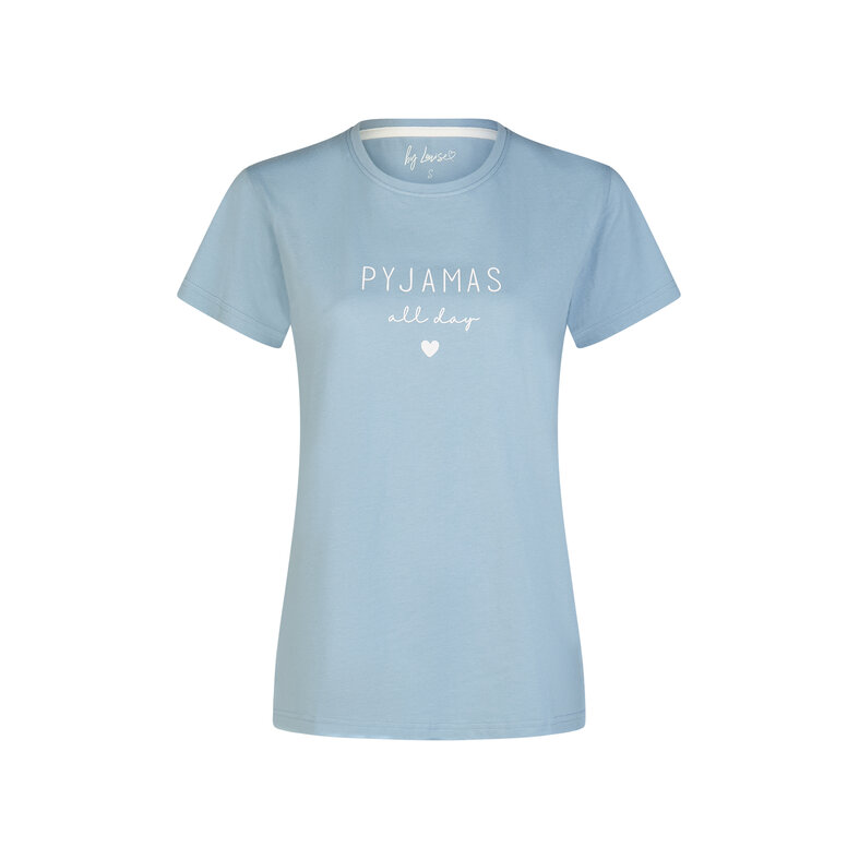 By Louise By Louise Dames Shortama Korte Pyjama Set Blauw/Wit Gebloemd
