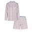 By Louise By Louise Dames Pyjama Set Shortama Blouse Lange Mouw Roze Geruit