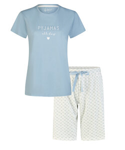 By Louise Ladies Shortama Short Pajama Set Blue/White Floral