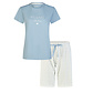 By Louise By Louise Ladies Shortama Short Pajama Set Blue/White Floral