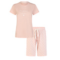 By Louise By Louise Dames Shortama Korte Pyjama Set Roze Gestipt
