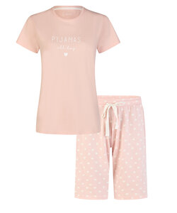 By Louise Ladies Shortama Short Pajama Set Pink Polka Dots
