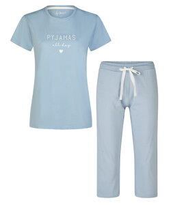 By Louise Ladies Capri Pyjama Set Three Quarter Pants Blue Striped