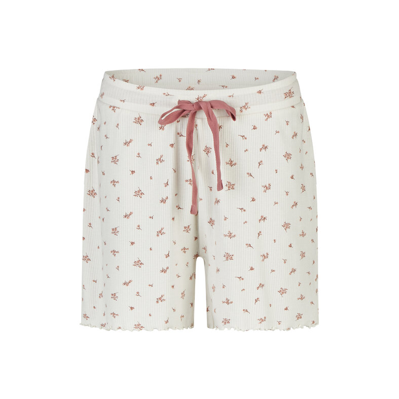 By Louise By Louise Dames Korte Pyjama Set Shortama Oudroze/Wit Gebloemd