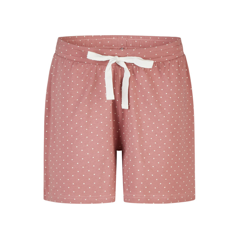 By Louise By Louise Dames Korte Pyjama Set Shortama Wit/Oudroze Gestipt