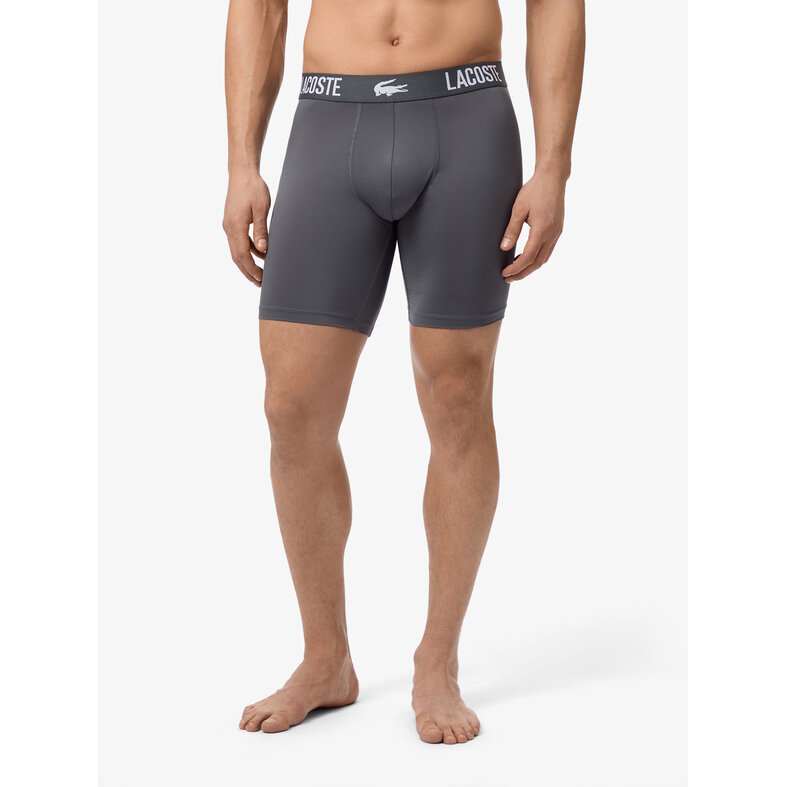 Lacoste Lacoste Heren Boxershorts Met Lange Pijp Boxer Briefs 3-Pack Wit/Grijs/Zwart