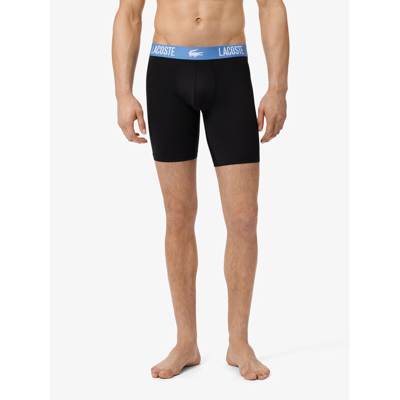 Lacoste Lacoste Heren Boxershorts Met Lange Pijp Boxer Briefs 3-Pack Zwart/Grijs